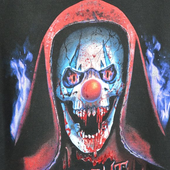 Fright Fest Six Flags Men's Sz XL Black Draw String Clown Hoodie Sweatsh… - Picture 5 of 6